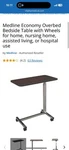 Drive 13065000 Overbed Table. Fixed Price $80.00.