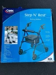 Carex Step 'n Rest Foldable Rollator Walker With Adjustable Seat - Navy.. Fixed Price $84.00.