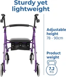 Medline Days 106 Large Lightweight Blue Rollator Transport Foldable Alu. Fixed Price $89.88.