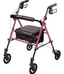 Carex Step 'n Rest Pink Aluminum Rollator Walker With Back Support. Fixed Price $90.00.