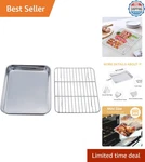 9.3'' X 7'' Stainless Steel Baking Tray & Wire Rack - Healthy Cooking Essential. Fixed Price $17.97.