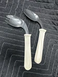 White Sammons Easy-hold Offset Spoon Left Hand Stainless Steel Utensil Made Usa. Fixed Price $15.00.