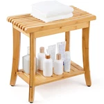 Bamboo Shower Bench Inside Stool Chair With Storage Shelf For Bathroom. Fixed Price $39.09.