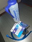 The Hydrant Hands Free Drinking Aid Bottle Adjustable Durable Blue White Plastic. Fixed Price $12.00.