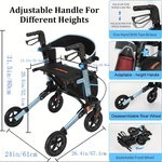 Foldable Rollator Walkers With Seat Adjustable Height Aluminum Rolling. Fixed Price $150.30.