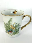 Beatrix Potter Peter Rabbit Mug Cup Spring Garden Butterfly Gold Rim & Handle. Fixed Price $17.00.