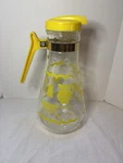 Vintage E-z Corporation Glass Yellow Kitchen Aids Trim Carafe Pitcher 10.5". Fixed Price $50.00.