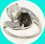 Vintage Diamond Tahitian+white Pearl Ring .47CT Vs Clarity 6.8+7MM Wg Size 5.75. Fixed Price $855.31.