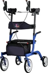 Nova Phoenix Rise Rollator, Upright Walker W/padded Forearm, Blue - Open Box!. Fixed Price $195.00.