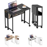 Homcom Small Folding Desk Foldable Computer With Shelf Wheels. Fixed Price $77.99.