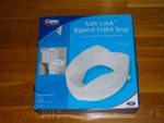 Carex Safe Lock Raised Toilet Seat, Adds 4.25", Weight Capacity 500 Lbs. Fixed Price $33.99.