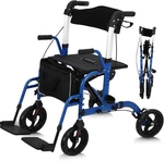 Adjustable 2 1 Rollator Walker Folding Transport Chair W/footrests For Adults. Fixed Price $123.29.