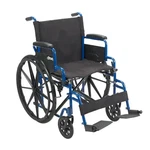 Drive Medical Wheelchair Blue Streak W/ Flip Back Desk Arm + 18" Seat Footrest. Fixed Price $139.89.