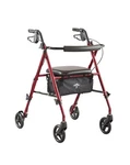 Medline Steel Rollator Walker With Seat, Burgundy, 250 Lb. Weight Capacity,. Fixed Price $41.49.