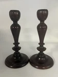 Antique Parsons Wooden Candle Holders Set Dark 9" Tall English Style Vtg. Fixed Price $39.87.