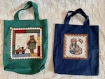 Pair Handmade Granny Core Primitive Country Tote Bags Teddy Bear Gingerbread Man. Fixed Price $13.50.