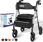 Vocic Foldable Rollator Walker For Seniors Padded Seat Backrest 8" Wheel Silver. Fixed Price $79.16.