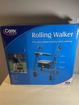 Carex Step 'n Rest Aluminum Rolling Walker For Seniors, Burgundy- Rollator. Fixed Price $59.99.