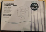 Lunderg Commode Liners Value Pack 250-COUNT Box (243 Included) Universal Fit. Fixed Price $60.00.