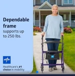 Medline Aluminum Rollator Walker With Seat, Folding Mobility Rolling Has. Fixed Price $60.00.
