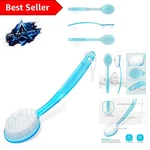 Curved Handle Blue Bath Brush - Essential Exfoliating Scrubber For All Skin. Fixed Price $11.99.