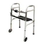 Roscoe Folding Walker W/ Seat, 2 Button, 5" Wheels, 300 Lb Capacity, Adjustable. Fixed Price $155.00.
