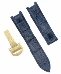 21MM Leather Strap Band For Cartier Pasha 1033,1040,1628,2113 Clasp Blue Gold. Fixed Price $54.95.