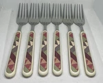 (6) Studio Nova Palm Desert Plastic Handle Dinner Fork Lot 7.5. Fixed Price $24.50.