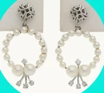 Diamond Pearl Wreath Drop Earrings .24CT Vs Clarity 14K Wg 2.6 & 4.5MM 3/16. Fixed Price $646.87.