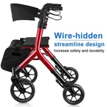 Heavy Duty Folding 300LB Rolling Wide Seat Rollator Walker With 4 Wheels Red Usa. Fixed Price $89.17.