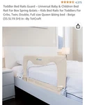 Totcraft Universal Baby & Children Bed Rail For Box Spring Beige (35.5L19.5H). Fixed Price $44.99.