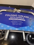 Carex Folding Walker For Seniors Adult With Wheels Portable Medical Nib. Fixed Price $55.99.