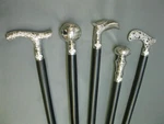 Lot Of 5 Brass Handle Wooden Walking Stick Vintage Victorian Gentlemen Cane Gift. Fixed Price $200.10.