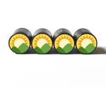 Mountain Sunrise Sunset Emoji Tire Valve Caps - Of Four Fits All Vehicles. Fixed Price $15.99.