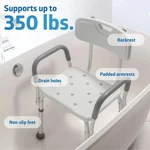 Guardian Bath Bench With Back And Arms White Model# MDS89745RA - Supports 350LBS. Fixed Price $26.95.
