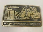 Brass Belt Buckle Wright Schuchart Harbor Co. 1990 Safety Award Vintage. Fixed Price $16.96.
