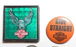 1970S Harley Davidson Motor Cycles Plastic Prism & Ride Straight Pinbacks Button. Fixed Price $28.36.