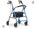 Medline Standard Steel Folding Rollator Adult Walker With 8" Wheels, Nib. Fixed Price $82.99.