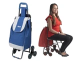 Drive Deluxe Rolling Shopping Cart With Seat - Blue. Fixed Price $160.00.
