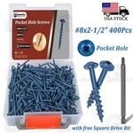 400PCS Combo Drive Washer Head #8 X 2-1/2" Pocket Hole Type 17 Coarse Wood Screw. Fixed Price $25.99.