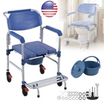 330LBS Medical Transport Mobility Shower Commode Wheelchair Bedside Toilet. Fixed Price $130.06.