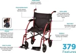 Nova Medical Products 18" Lightweight Transport Wheelchair. Fixed Price $259.95.