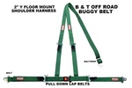 Floor Mount Three Point Harness Bolt Pull Down Lap Belts Dark Green. Fixed Price $54.95.