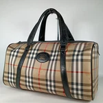 Burberry Mini Boston Hand Bag Nova Check Vintage Leather Canvas Rare Classic. Fixed Price $245.00.