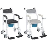 Homcom Shower Wheelchair, Commode Wheeled With Backrest, Locking Wheels. Fixed Price $124.46.