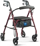 Medline Steel Rollator Walker With Seat, Burgundy, 350 Lb. Weight Capacity, 6.... Fixed Price $40.99.
