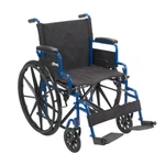 Drive Medical Wheelchair Blue Streak W/ Flip Back Desk Arm + 18" Seat Footrest. Fixed Price $143.79.