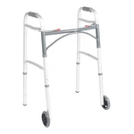 Mckesson Aluminum To 32.25" Junior Dual Release Folding Walker With Wheels. Fixed Price $59.35.