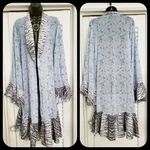 Chic Blue Multicolor Floral Zebra Wide Bell Sleeve Chiffon Belt Kimono Jacket. Fixed Price $37.11.