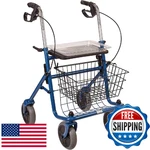 Dmi Steel Rollator Walker With Padded Seat, Adjustable Handle Height, Removable. Fixed Price $240.84.